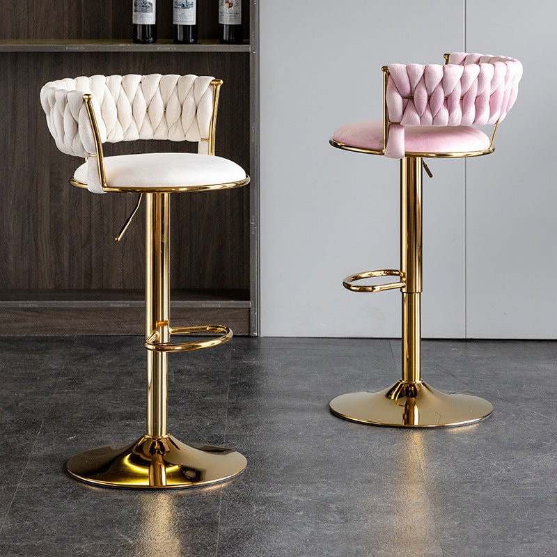 SERENITà 2x Pink Velvet Counter Height Barstools
