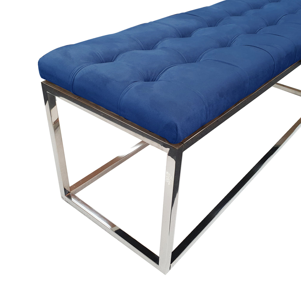 Holly Ottoman Silver Base - Blue Seat