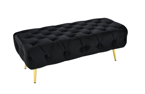 Shirley Ottoman Black Velvet